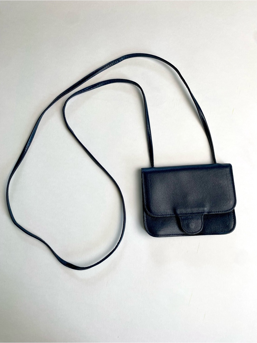 mundi Navy Leather Crossbody Shoulder Bag